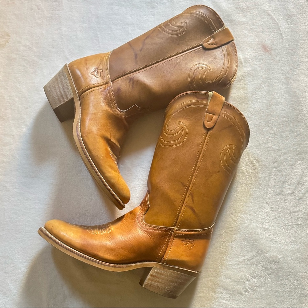 Tan Leather Cowboy Boots
